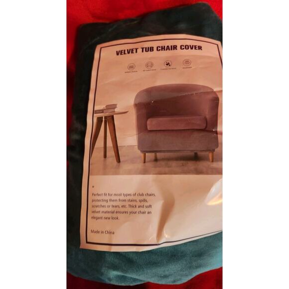 Velvet Stretch Tub Chair Cover Elastic Armchair Slipcover Turqoiuse Colored - Picture 1 of 5